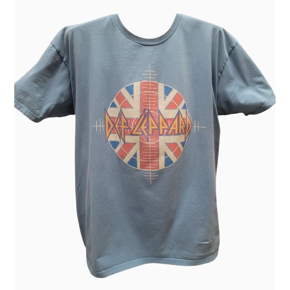 Def Leppard Tour 2014 Blue Graphic Tee XL - 100% Cotton Crewneck Band Shirt - Picture 1 of 16